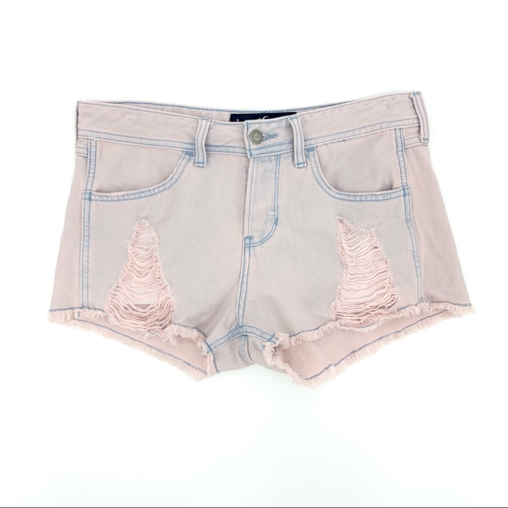 Hollister Pink Distressed Denim Low-Rise Boyfriend Shorts